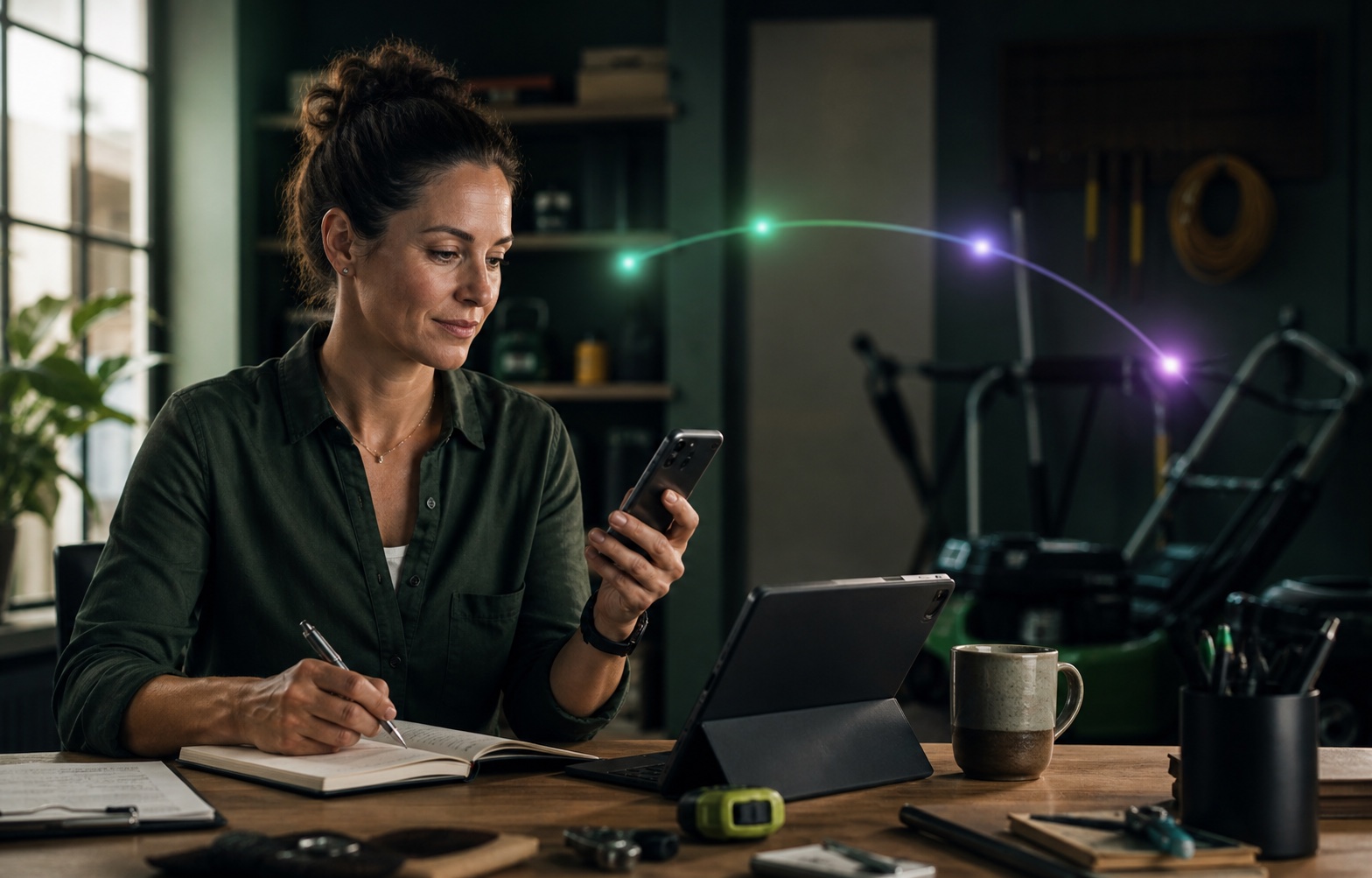 Field-service owner coordinating the next step from a mobile device